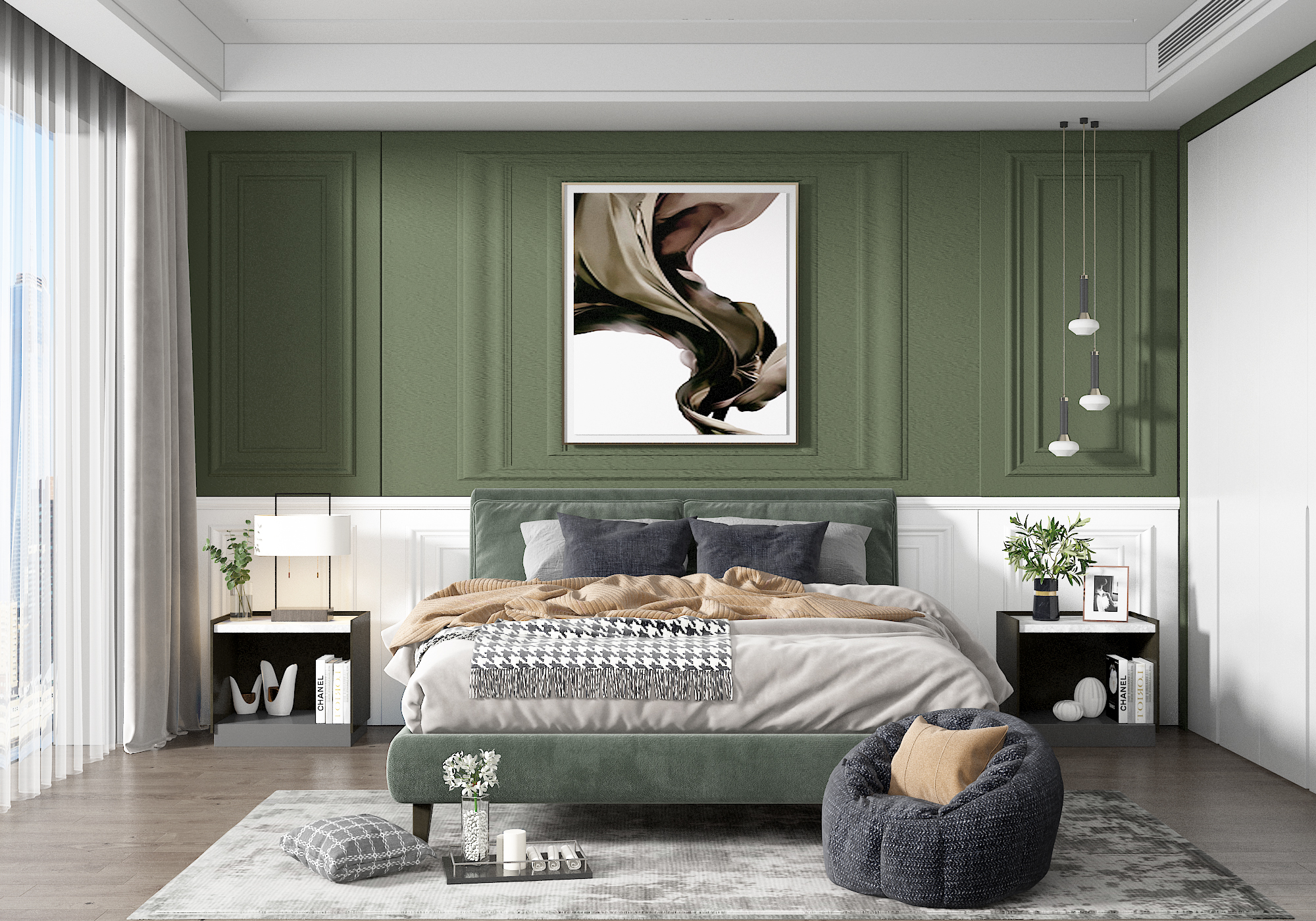 绿色窗帘搭配什么颜色床上用品更协调？专业建议在这里