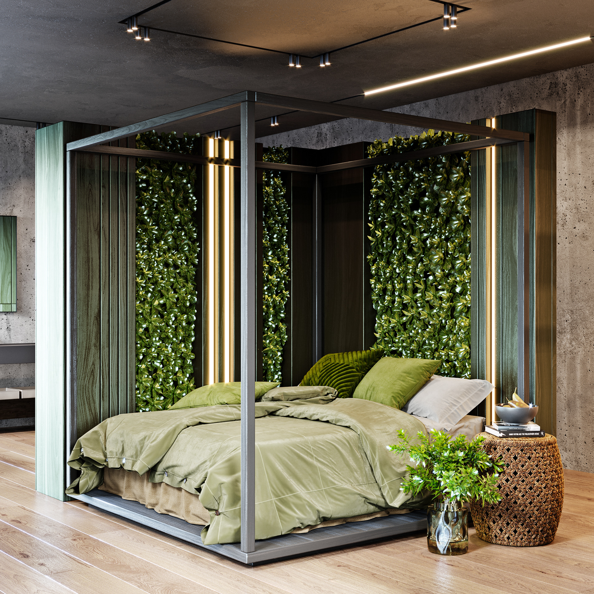 绿色墙面搭配床盖的时尚技巧与灵感