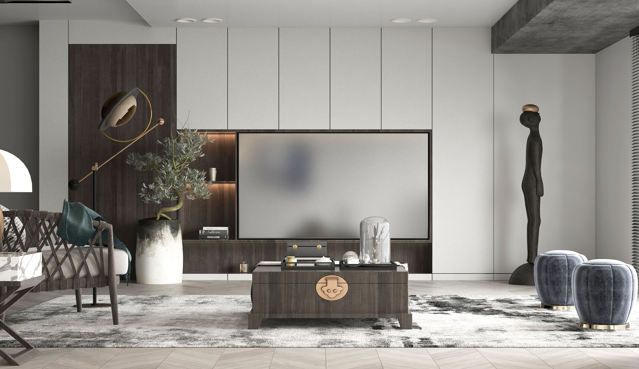 胡桃木电视柜台面：高品质客厅装修首选