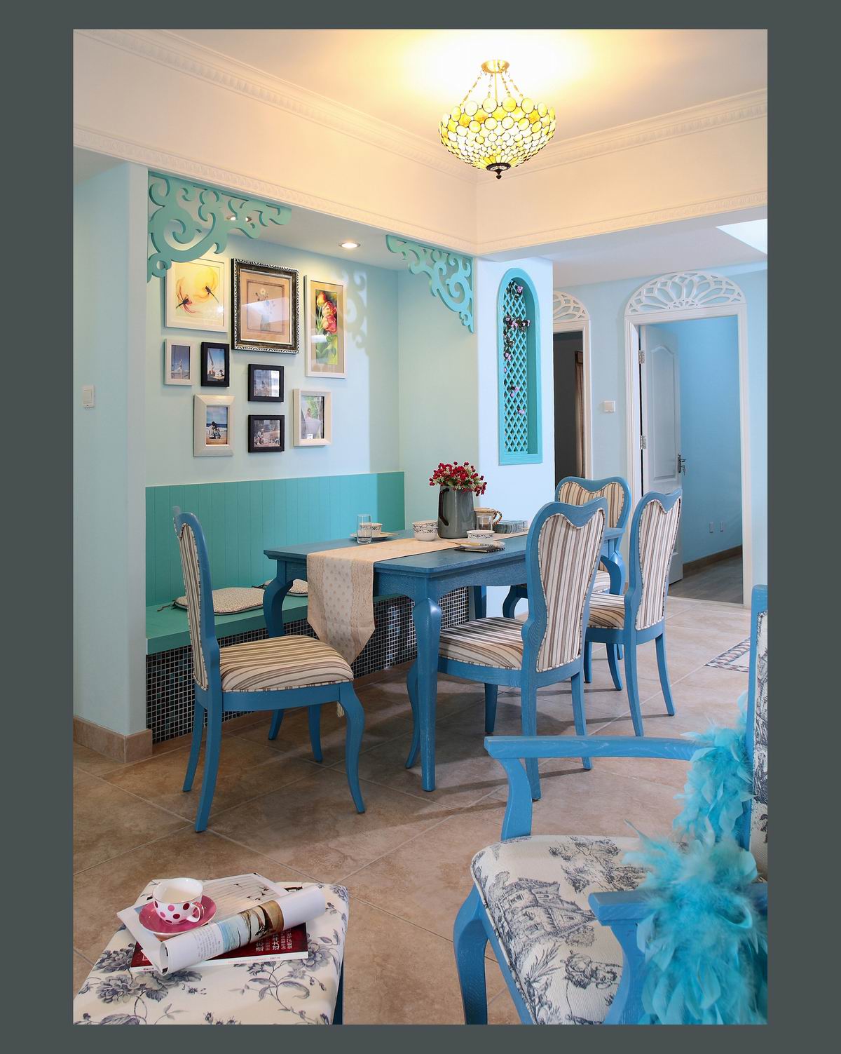 蓝色吊灯搭配流苏颜色攻略